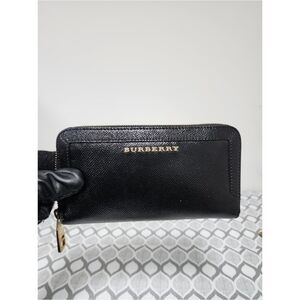 BURBERRY Pebbled Leather Constantine Continental Wallet Black